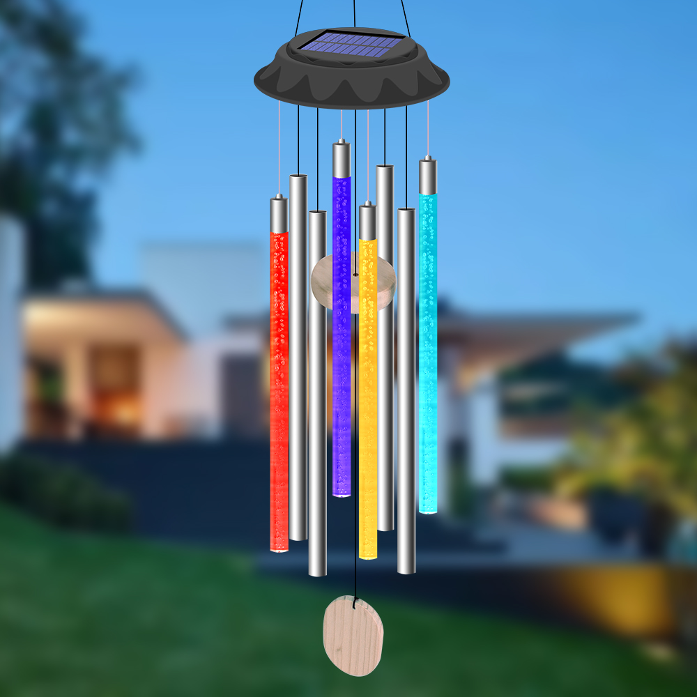 Wind Chime Tubular - Carillón de viento Led Solar para